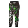 Ujwi dropship sweatpants män cool tryck grön skalle horn 3d jogger byxor casual hip hop streetwear full längd byxor 201128