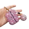 Luxe Bling Shiny Full Diamond Decoratieve Hoofdtelefoon Accessoires Cases Hanging Ball Sleutelhaak Haak voor Apple Airpods 1 2 3 Pro Case Draadloze Bluetooth Oortelefoon Cover