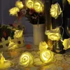 Bhomify Rose Flower Festoon Led Lights 20 LEDs Luzes de String Decorações Interior de Natal para Casa Valentim Fairy Light Y201020