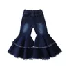 Free shipping 7 Styles Trousers Baby Wide Leg Flare Fashion Toddler Kids Bell Bottom Ruffle Girls Pants LJ201019