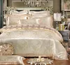 Stain Silk Jacquard Cotton Lace Duvet cover Bedding set Luxury King Queen size Bedsheet set Pillow shams parure de lit adulte 201120