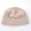 Mulher Faux Fur Malha Chapéu Inverno Quente Fluxo Sólido Cor Skullis Skullis Gorros Ladies Streetwear Knitting Caps Mulheres Bonnet Femme Y201024