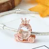 2022 925 silver charms Rose Gold Flower Leaf Crown Heart Coffee Dangle Pendant Beads Fit Pandora Charms Bracelet DIY Women Jewelry Gifts