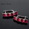 Stud 925 Sterling Silver Red Corundum örhängen för kvinnor Stone Fine Jewelry Wedding1