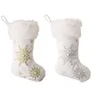 Presentes flanela Pérola do floco de neve de Natal Meias Saco dos doces do Natal Árvore de Natal Meias de suspensão do ornamento Decoração JK2010XB