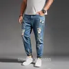 남자 청바지 찢어짐 남자 블루 블랙 데님 남성 Jean Homme Harem 힙합 플러스 크기 바지 44 46 48 Uomo Fashions Jogger PA2023