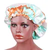 Bonnet en satin teint par nœuds Bonnet de style réglable Bonnet de nuit imprimé double couche Femme Bonnet de nuit