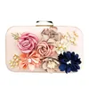 Floral Clutch Bag Womens Plastic Pearl Evening Party Clutches Purse Shoulder Bags With Chian Handbags Punk Style Wallets