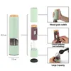 Vete Straw Electric Salt Pepper Grinder Set LED Light Automatic Spice Herb Mill Justerbar Coareness Ceramic Core Köksverktyg 220311