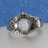 Kluster ringar vintage artikulering handgjord tibetansk silver sol opal ring uppsättning för kvinnor blad blomma hjärta krona boho uttalande smycken