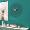 Nordic Metal Zegary Ścienne Retro Żelazo Okrągły Duży Salon Zegar Home Decoration Silent Quartz Wall Watch Nowoczesny Design Y200109