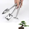 3 unids/set Mini mango de acero inoxidable pala rastrillo juego de herramientas para plantas de jardín con mango de madera herramienta de jardinería al por mayor LZ0648