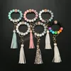 Kleurrijke siliconen kralen armband pols armband sleutelhanger voor vrouwen meisjes tas siliconen sleutelhanger sieraden accessoires