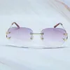 Designer de luxe lunettes de soleil de haute qualité 20% de réduction femmes sans monture mode lunettes vintage fil rappeur élégant lunettes pour hommes nuances classiques