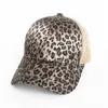 Leopard Print Ponytail Baseball Cap 9 Colors Mesh Hats Women Messy Bun Casual Hip Hop Snapbacks DB436