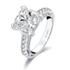 Ainuoshi Moda 925 Sterling Silver 10x10mm Poduszka Cut Pierścionek zaręczynowy Symulowany Diamond Wedding 5.0ct Bridal Ring Jewelry Y200107