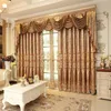 1 peça cortinas de valência de luxo real europeu para sala de estar janela cortina dourada para quarto cortina jacquard de tule t2003234288990