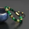 Bracciale con sfera verde CZ Braccialetti con perline in pietra di tigre verde naturale con taglio sfaccettato da 8 mm all'ingrosso per uomo donna con catena a corda amante