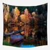 Netto rött landskap Tapestry vägg hängande skvaller tapestries 220301