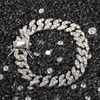 12mm 7 / 8INCH Guldpläterad Iced Out Bling Rhinestone Miami Armband Smycken Hip Hop Armband för män Kvinnor