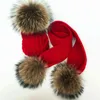 Women Winter Scarf fur pompom Scarves Thick Warm Headband Lady shawls Wraps Blanket Female hat scarf set 220104