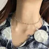 Peri'sbox Gold Silver Color Chain Necklaces Choker Oval Link 925 Sterling Silver Necklaces for Women Minimalist Choker 2019 Hot Q0531