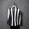 Pyjtrl Brand M5xl Men Black White Zebra Stripe Stripe Male Stage Wear Masculino Slim Fit Fashion Suctud ​​Suct Guck 201104