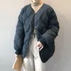 Jaqueta de casaco de inverno Mulheres casuais em V estilo coreano Branco acolchoado jaqueta de parkas roupas para mulheres ropa Mujer Invierno 201126