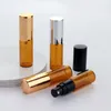 100 Pcs/Lot 5 ml Ambre Verre Pulvérisation Bouteille Bouchon En Aluminium Atomiseur Parfum Bouteille Rechargeable Échantillon Bouteilles