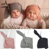 NXY Beanie Cute Rabbit Ear Baby Hat Vinter Stickad Varm Kids Cap Solid Färg Spädbarn Småbarn Earflap 221224