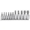 11PCS 14 38インチTORX HEX STAR BIT SETセキュリティタンパー証明ドライバードライバーハンドツールソケットS T10からT60 Y200321