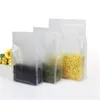 Frosted Transparent stand-up plastic zakken platte bodem rits tas herbruikbare luchtdichte voedsel pouch