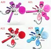 Many Colors 9 pcs Defense Keychain Set Alarm Pompom Hand Sanitizer Wrist strap Lipstick Keychains Bottle Opener For Woman Men Self-defense Keyring