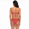 Strapless Baddräkt Sexig Hög Midja Baklösa Fast Färg Bikini Simma Använd Two-Piece Swimming Suit För Kvinnor