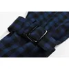 EAM Women Blue Striped Plaid Split Big Size Blouse New Lapel Long Sleeve Loose Fit Shirt Fashion Spring Autumn LJ200815