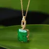 Vintage fashion green crystal emerald gemstones diamonds pendant necklaces for women gold color choker jewelry bijoux bague LJ2010281G