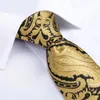 Båge slipsar män slips guld paisley bröllop slips för ring silke uppsättning hanky manschettknappar Dibangu designer företag jz03-71921