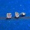 Real 0 4-4 Carat Stud Earrings for Women Men Solid 925 Sterling Silver Solitaire Round Diamond Earrings Fine Jewelry 220211250n
