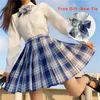 Pleated Harajuku Preppy Style Summer Women Skirt Plaid Kawaii Y2K High Waist Dance Bow Mini Cute Japanese School Uniforms 220312