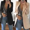 Vintage Blazers Kadınlar Uzun Kollu İnce Uygun Takım Kırmıkan Hardigan Blazer Takım Kadın İş Ofisi Leydi Palto Kadın İş Dış Giyim