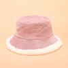 Faux Fur Winter Bucket Hat For Women Girl Fashion Solid Thickened Soft Warm Fishing CapAutumn winter hats Vintage bucket hats Y200714