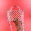 Quality Designers Handbag Diamond Lattice Acrylics Bags Handbags Crystal Clear Acrylic Clutch Crossbody Designer Bucket Purse Tran278A