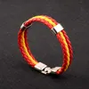 Nya mode Ryssland Spanien Frankrike Brasilien Flagläder Team Armband Men039S Högkvalitativt fotbollsfan Par Present Jewel Fan Gif1825135