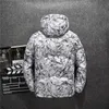 Inverno novo boutique pato espessura moda quente impressão casual branco jaqueta preto homens slim capuz casaco 201104