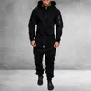 2021 Jesień i zimowy styl mody Dresy Męskie Kapturem Kombinezon Kamuflaż Zipper Casual Suit dla Mężczyzn Zestawy
