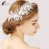 QUEENCO Silver Floral Bridal Headpiece Tiara Wedding Hair Accessories Hair Vine Handmade Headband Hair Jewelry For Bride Y200409