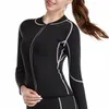 Women Thermo White line Shirt Sweat Sauna Pants Body Shapers Waist Trainer Slimming Long Sleeves Fitness Shapewear Sauna suit LJ201209