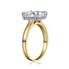 COLORFISH Luxe 4 karaat Princess Cut Sona Solitaire verlovingsring goudkleur Tow Tone 925 sterling zilveren ring voor dames C181228304358