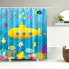 DAFIELD komik ve renkli tasarımlar baykuş denizaltı balık ördek karikatür hayvan dünya harita kumaş banyo çocuklar duş perdesi T200711
