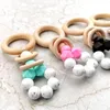 New arrived wood baby teeth toys silicone teething beads baby teether newborn teether kids toy baby pacifier Infant Feeding